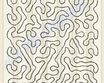 Stipple quilt block machine embroidery design. Stippling quilt block embroidery. Continuous stipple machine embroidery design. 4 sizes