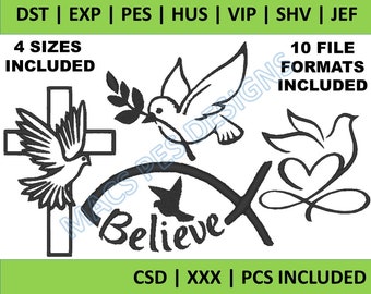 Dove Embroidery Designs, Peace Embroidery Design, Machine Embroidery designs, PES designs INSTANT DOWNLOAD