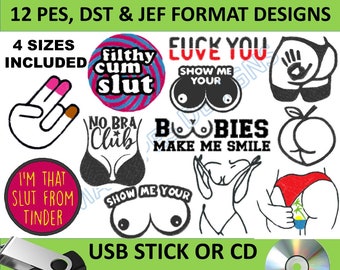 Adult Humor Embroidery Designs, Sarcastic Embroidery Patterns, Rude Embroidery Sayings, Word Art Embroidery Files, Funny Pes Files on usb