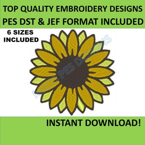 Sunflower PES JEF DST designs Machine Embroidery files instant download flowers brother file pack embroider flower love plant summer 6 sizes