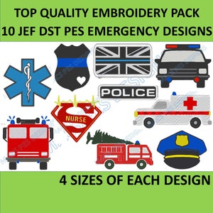 Mini Rescue Vehicles Machine Embroidery Design Set-INSTANT DOWNLOAD. Brother Machine, Embroidery files instant download jef embroidery