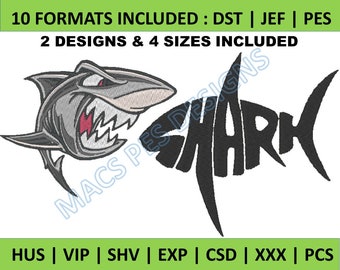 sharks Embroidery Design PES JEF DST predator Embroidery Machine shark 4 Sizes , ocean Embroidery xxx Machine Designs shv csd pes exp hus