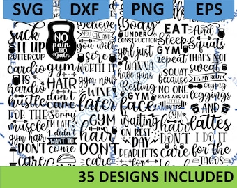 Gym Motivation SVG Bundle / Workout Bundle SVG / Cut Files / gym png / Cricut / Clip art / Fitness SVG / Gym Svg instant download
