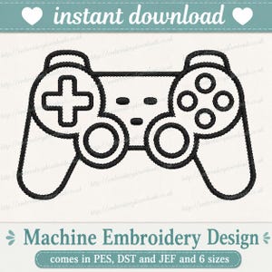 Game Controller Embroidery Design Gamepad Outline Machine Embroidery File, Joystick Machine Embroidery Instant Download gamer console