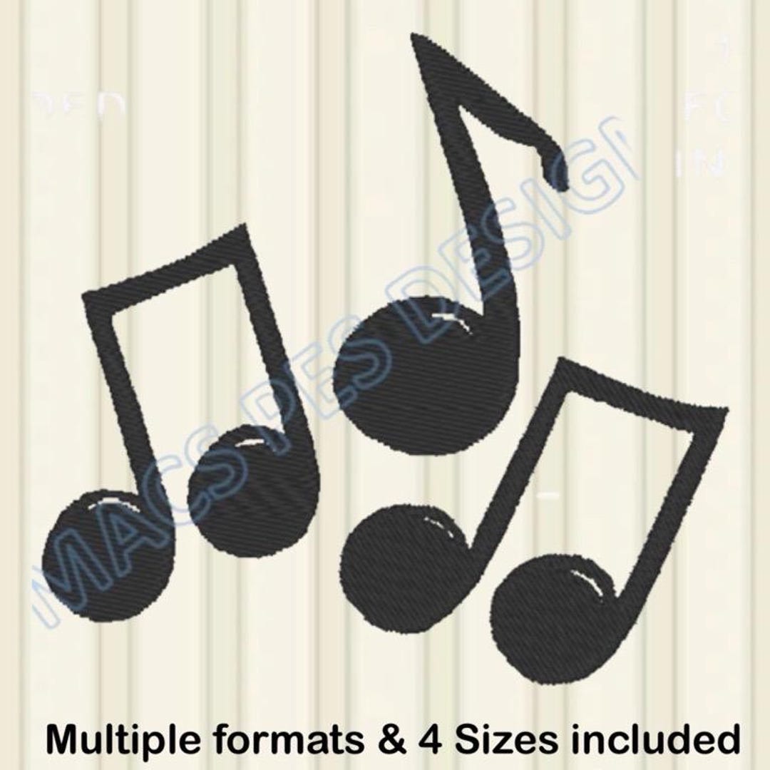 Musical Note Embroidery Design PES JEF DST Music Embroidery Machine 4 ...