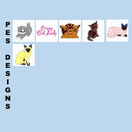 Cat Embroidery Designs, Kitten Machine Embroidery PES Files (4x4) - Etsy
