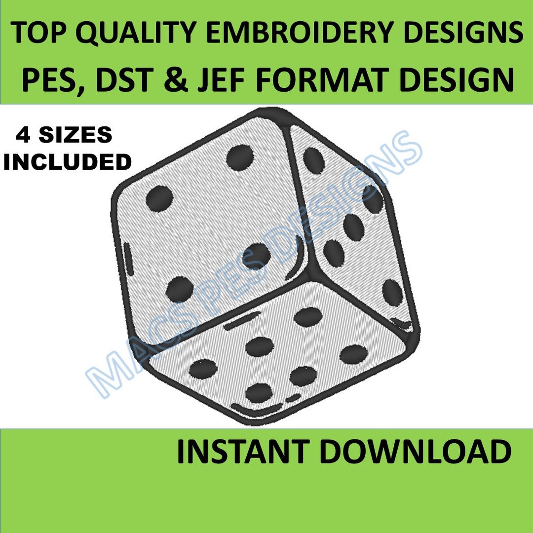 Dice Embroidery PES JEF DST Embroidery Machine 4 Sizes Pack , Die