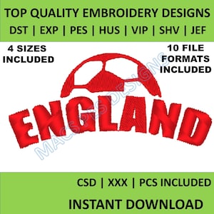 England football ball Embroidery Designs PES JEF DST euros 2024 Embroidery Machine 4 Sizes pack Embroidery Design xxx shv csd pes exp hus