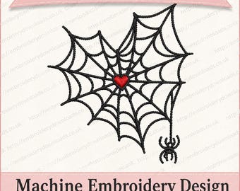 Spider Web Heart Embroidery Design - Instant Download PES DST JEF instant download embroidery file 4 sizes