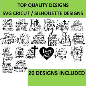 Christian Bundle SVG, Schrift Bundle, sofortiger Download, Bibel Vers Bundle, Schnittdateien für Cricut, religiöse SVG, Jesus, Gott, Glaube svg