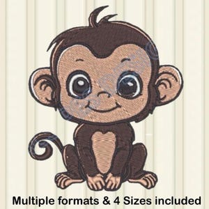 Funny Monkey Machine Embroidery Design, Cool monkey, Crazy monkey, Quirky Animals Machine Embroidery File, 4 sizes. dst pes jef design