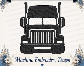 Semi Truck Embroidery Design, Semi Trailer Truck PES DST JEF, 18 Wheeler Machine Embroidery File, Trucker Stitch Pattern, Instant Download