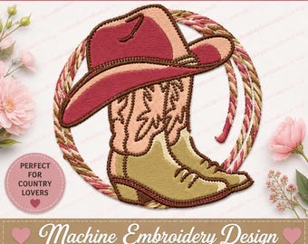 cowboy Boots Embroidery Designs PES JEF DST boot Embroidery Machine 4 Sizes pack Embroidery Design instant download embroidery cowboy hat