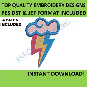 Rainbow Lightning Bolt PES JEF DST Embroidery Machine 4 Sizes, Embroidery jef Machine Designs Embroidery Embroidery jef machine dst instant