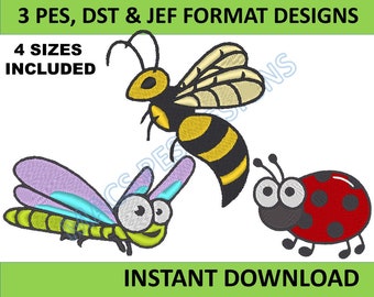 Bug embroidery pack PES JEF DST wasp Embroidery Design Machine Embroidery nature Embroidery File Embroidery ladybug brother dragon fly pes