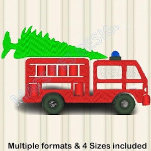 Christmas Fire Truck Embroidery Design PES JEF DST xmas Embroidery Machine 4 Sizes pack engine Embroidery Design xxx shv csd pes exp hus vip
