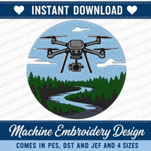 Drone Scene Embroidery Design, 4 Sizes (Instant Download)