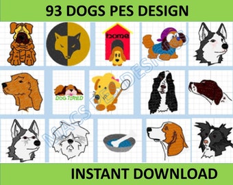 Dog Embroidery Designs | 93 PES Files (Instant Download)