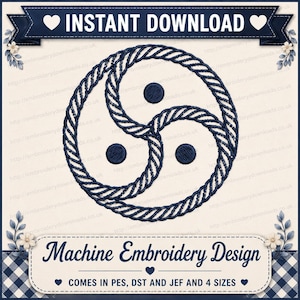 BDSM Rope Emblem Embroidery Design, Erotic Submissive File (4 Sizes)