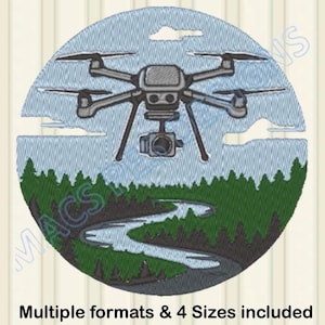 Drone Machine Embroidery Design, drone scene Embroidery Pattern, logo Design, instant download Embroidery 4 sizes embroidery