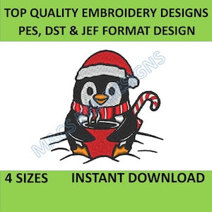Penguin embroidery design, Animal embroidery design, Machine embroidery designs trendy, Christmas embroidery designs, Instant download