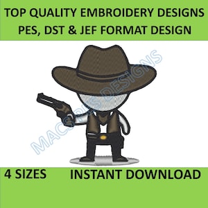 Cowboy Embroidery Designs PES JEF DST boot Embroidery Machine 4 Sizes pack hat Embroidery Design instant download western instant download