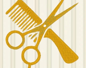 Barber Hairdresser PES DST JEF design Machine Embroidery files instant download brother embroidered file business barbers scissors comb