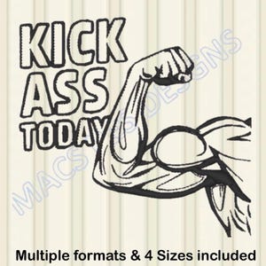 Broderidesign för gym: Kick Ass Today, Bodybuilding (PES, DST, JEF) (Ladda ner)