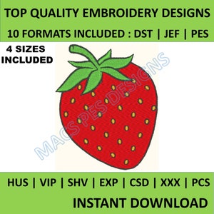 Strawberry Embroidery Design, Summer Embroidery Design, Machine Embroidery Design, 4 Sizes, Instant Download