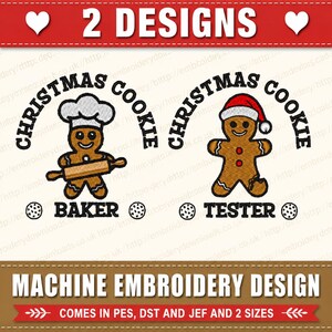 Christmas Baking Embroidery Design, 2 Size, Christmas Cookie Embroidery Design, Gingerbread Embroidery Design, Baker Tester Embroidery