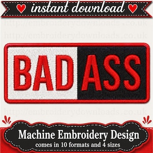 Bad ass Embroidery File Digital Download for Embroidery Machine rude PES JEF DST 4 Sizes Embroidery xxx Machine shv csd pes exp logo