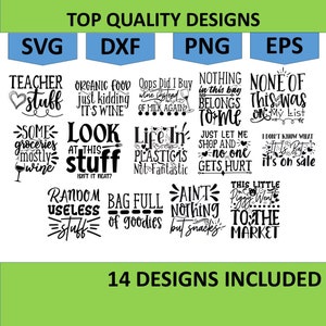 14 Tote Bag SVG Bundle, Funny Tote Bag Svg, Funny Quotes svg, Tote Bag Png, Tote Bag Sayings, Mom Bag Svg, Market Bag svg, Digital Download