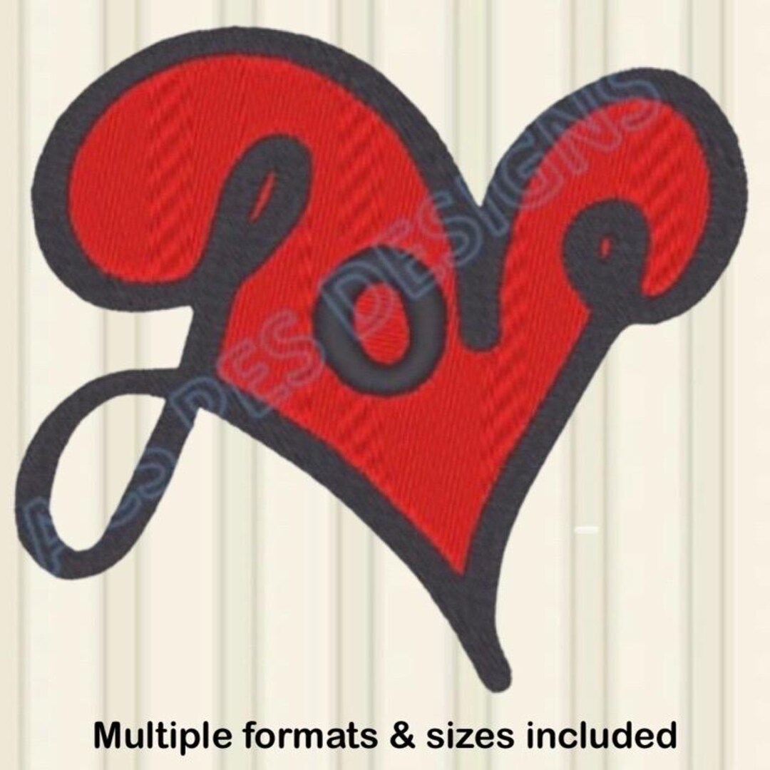 Love Heart Embroidery Designs, 4 Sizes, Heart Machine Embroidery Design ...