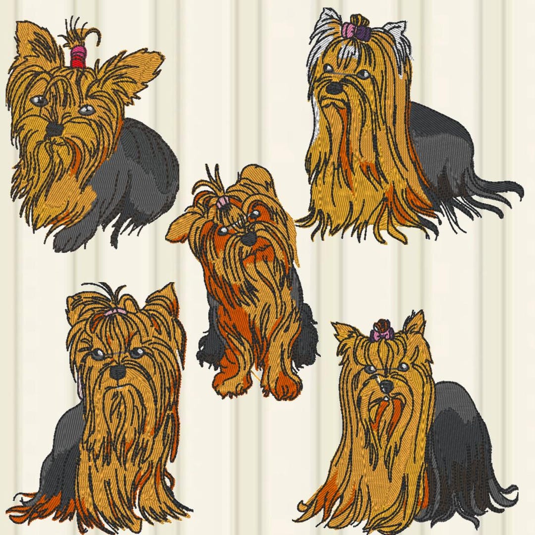 Yorkshire Terrier Yorkie 10 Machine Embroidery PES Designs Files ...