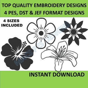 4 Individual Mini Flower Machine Embroidery Designs, 4 sizes, Mini Flowers Embroidey, Small Flower Embroidery, Floral Embroidery Design