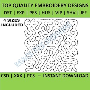 Stipple quilt block machine embroidery design. Stippling quilt block embroidery. Continuous stipple machine embroidery design. 4 sizes