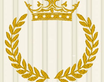 beautiful crown and laurel wreath - Machine embroidery design - 4x4 inch hoop - instant download 4 sizes embroidery