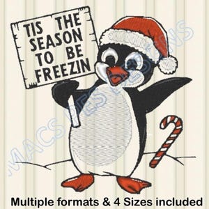 Christmas Penguin Embroidery Design, Mini Christmas Embroidery Design, Small Christmas Embroidery Designs, Winter Embroidery Design