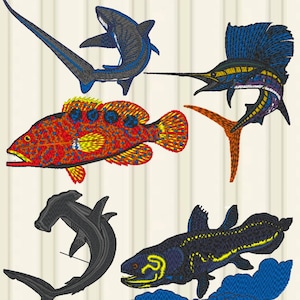 15 archivos de bordado a máquina de peces, descarga instantánea, paquete de archivos Brother, bordado, pesca, captura, estanque, mar, pez grande, captura del día, diseños PES
