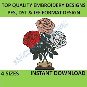 Flowers embroidery designs - Towel embroidery design machine embroidery pattern - Rose embroidery file flower applique - instant download