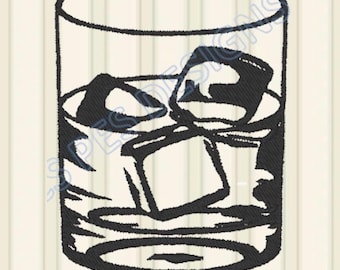 whiskey glass ice Embroidery Design PES JEF DST drink Embroidery Machine 4 Sizes pack  alcohol Embroidery xxx Design shv csd pes exp hus vip