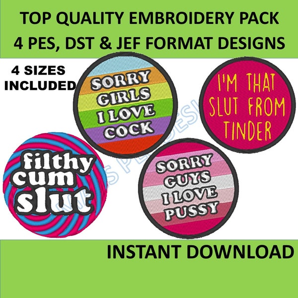 rude badges logo PES JEF DST Embroidery Machine, Embroidery funny jef Machine Design rude Embroidery jef machine dst file dst funny badge