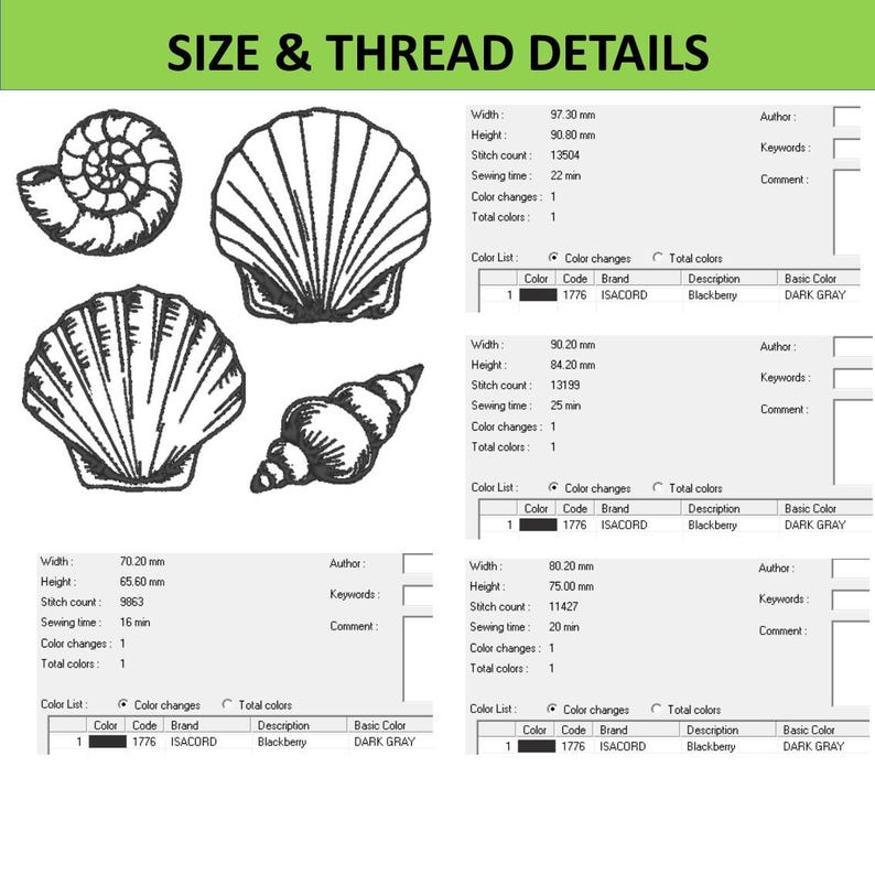 Sea Shells Embroidery Design, Beach Embroidery Design, Summer ...