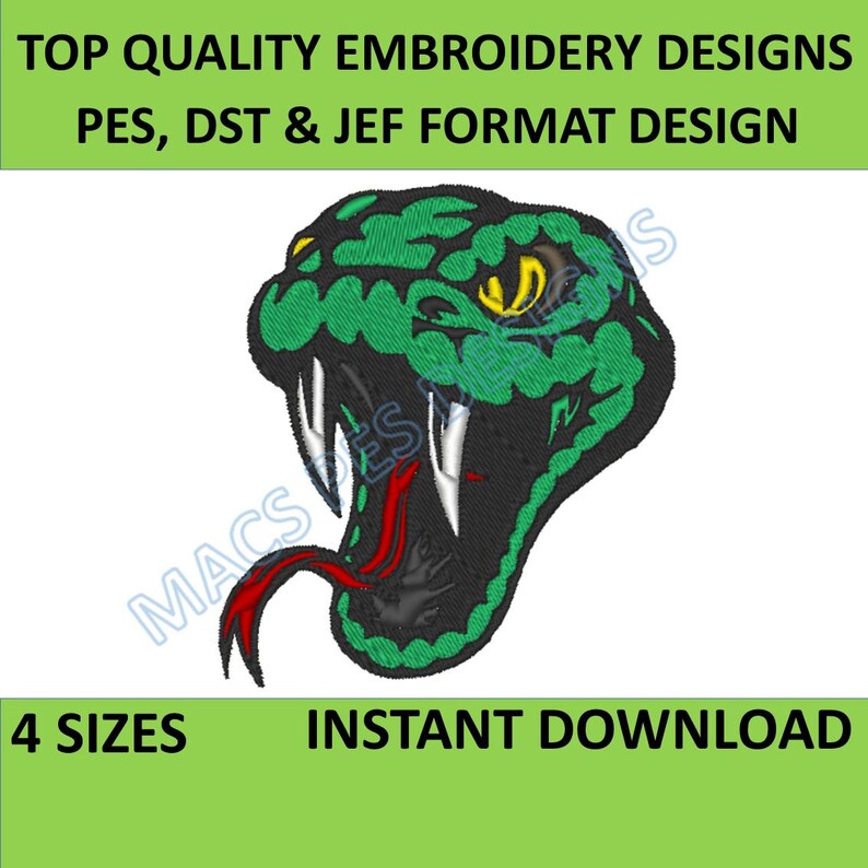 Pes Format Snake Snake Machine Embroidery Design, Snake Pattern, Reptile Embroidery ...