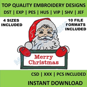 Merry Christmas borduurontwerp 4 maten 10 formaten dst exp jef pes vp3 kerst machineborduurontwerpen - bestanden direct downloaden