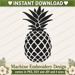 Pineapple Machine Embroidery Design - Pineapple Embroidery Files - 4 sizes - Instant Download Outline PES JEF DST