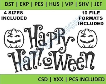 Happy Halloween Embroidery Design, Halloween Machine Embroidery Files, Trendy Halloween, Halloween Embroidery Designs File- Instant Download