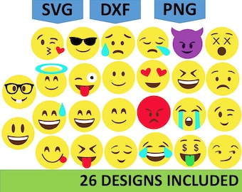 Emoji SVG-bundel Cricut Cut-bestanden, smileygezichten huilen lachen Emoji Design svg instant download lol