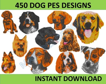 Dogs Puppies 450 PES designs Machine Embroidery files instant download brother file pack embroider puppy jack russell labrador bulldog pup