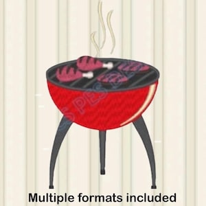 bbq bar-b-que PES JEF DST design Machine Embroidery files instant download summer fun family outside cooking sun burgers chicken flame gril
